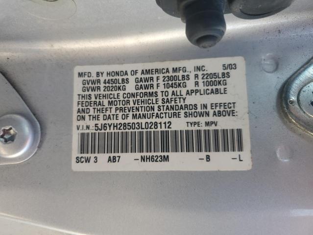 5J6YH28503L028112 - 2003 HONDA ELEMENT EX SILVER photo 13