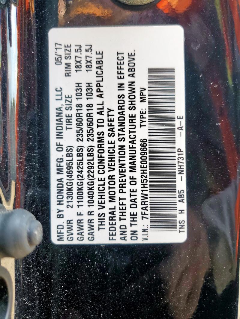 7FARW1H52HE009666 - 2017 HONDA CR-V EX BLACK photo 14