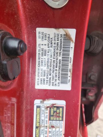 JHMZE2H72AS018929 - 2010 HONDA INSIGHT EX RED photo 12