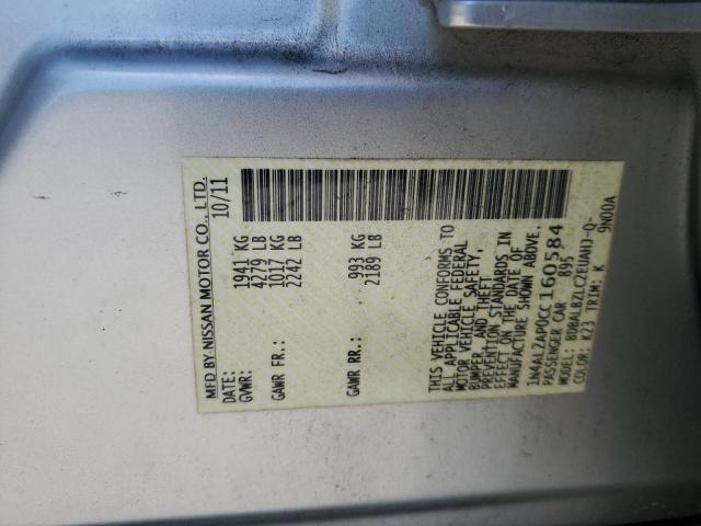 1N4AL2AP0CC160584 - 2012 NISSAN ALTIMA BASE Сріблястий фото 12