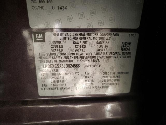 LRBFXCSA5JD024588 - 2018 BUICK ENVISION PREFERRED იასამნისფერი ფოტო 13