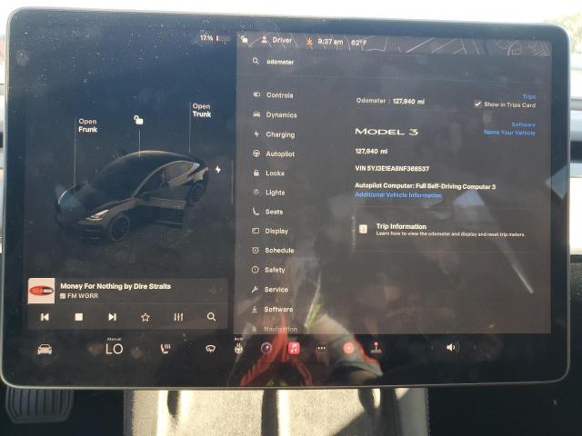 5YJ3E1EA8NF368537 - 2022 TESLA MODEL 3 黑色 照片 9