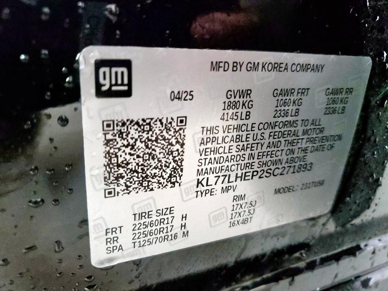 KL77LHEP2SC271893 - 2025 CHEVROLET TRAX 1LT BLACK photo 14