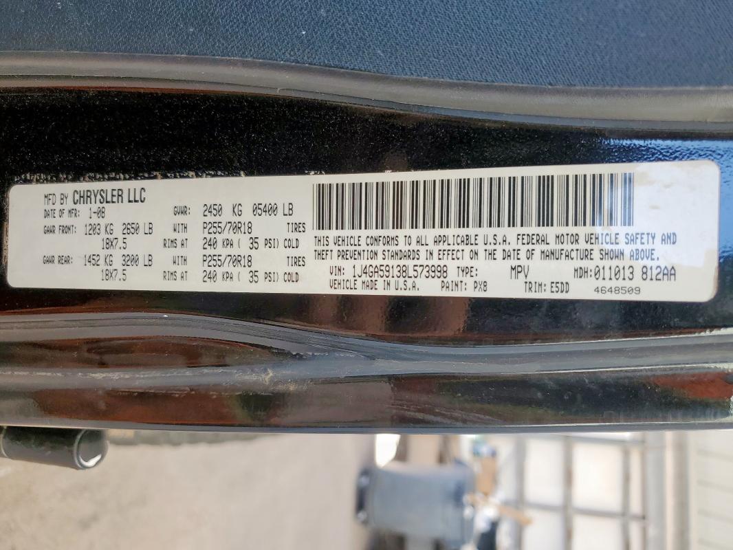 1J4GA59138L573998 - 2008 JEEP WRANGLER U SAHARA BLACK photo 12