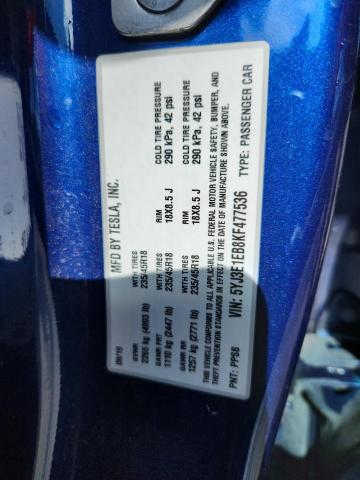 5YJ3E1EB8KF477536 - 2019 TESLA MODEL 3 BLUE photo 13