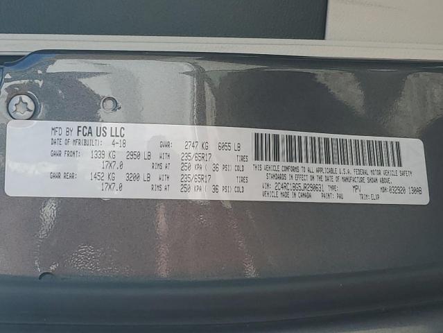 2C4RC1BG5JR290631 - 2018 CHRYSLER PACIFICA TOURING L გრაფიტი ფოტო 14