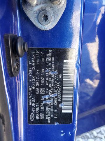 KMHCT4AE7DU477783 - 2013 HYUNDAI ACCENT GLS BLUE photo 12