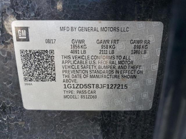 1G1ZD5ST8JF127215 - 2018 CHEVROLET MALIBU LT BLACK photo 12