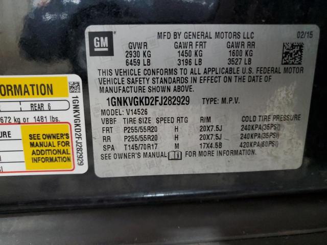 1GNKVGKD2FJ282929 - 2015 CHEVROLET TRAVERSE LT Grafit foto 14