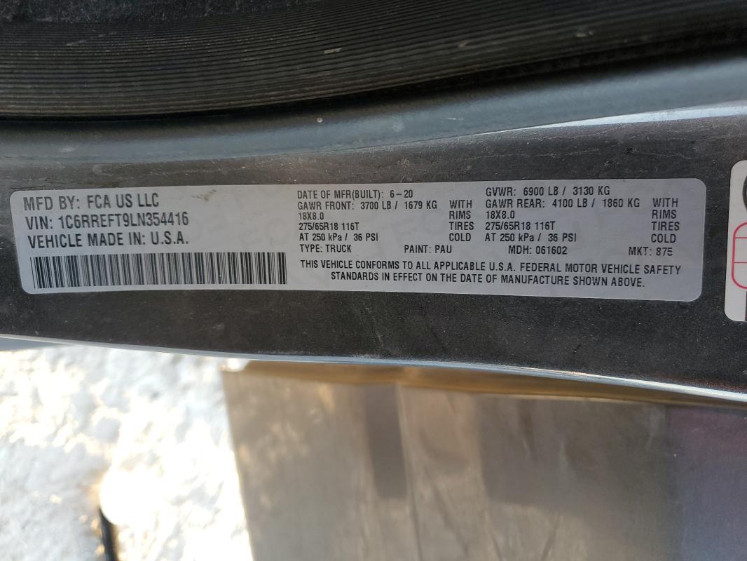 1C6RREFT9LN354416 - 2020 RAM 1500 BIG HORN/LONE STAR CHARCOAL photo 13