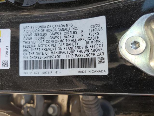 2HGFE2F54PH534961 - 2023 HONDA CIVIC SPORT Սև լուսանկար 13