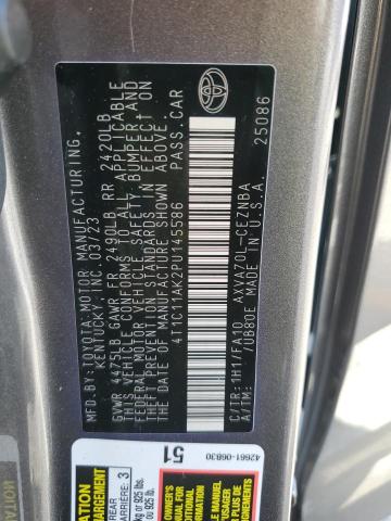 4T1C11AK2PU145586 - 2023 TOYOTA CAMRY LE GRAY photo 12