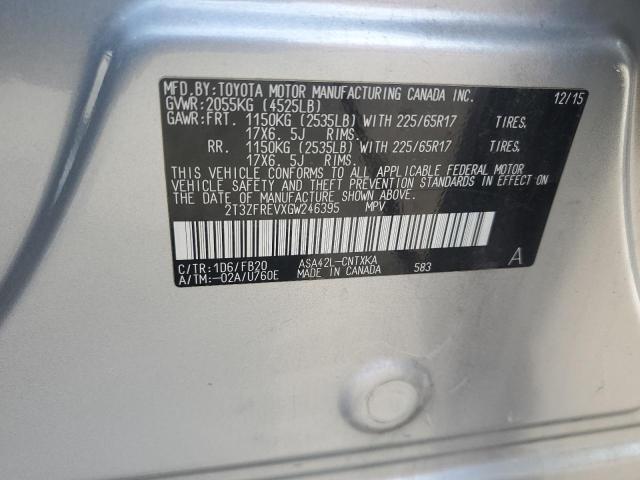 2T3ZFREVXGW246395 - 2016 TOYOTA RAV4 LE Gümüş foto 12