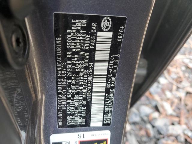 4T1BK1EB6DU075654 - 2013 TOYOTA AVALON BASE 灰色 照片 12