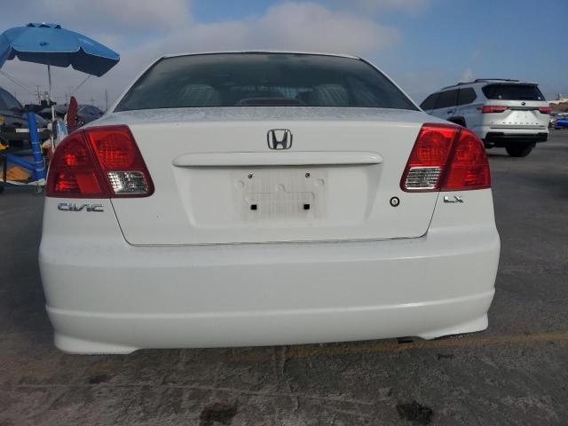 2HGES16555H593397 - 2005 HONDA CIVIC LX WHITE photo 6
