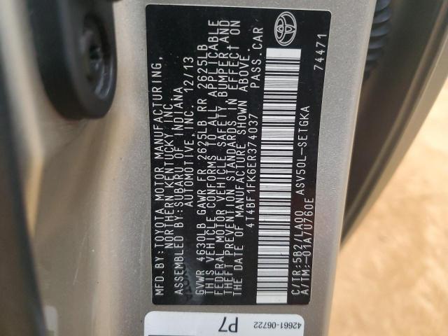 4T4BF1FK6ER374037 - 2014 TOYOTA CAMRY L თაფლისფერი ფოტო 12