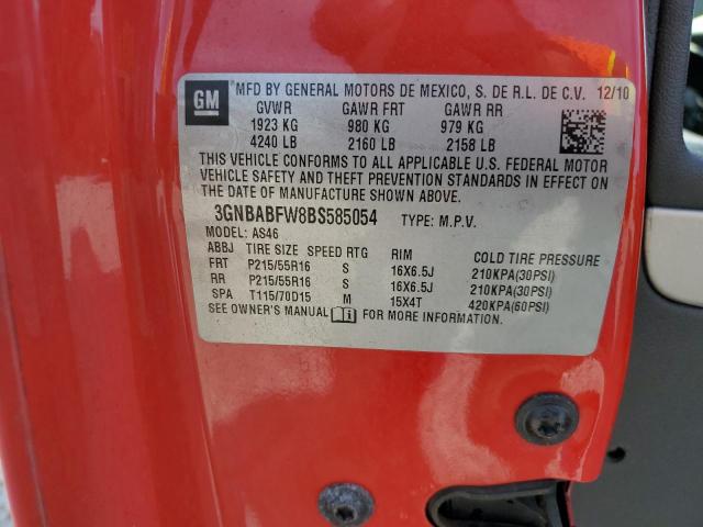3GNBABFW8BS585054 - 2011 CHEVROLET HHR LT Kırmızı fotoğraf 12