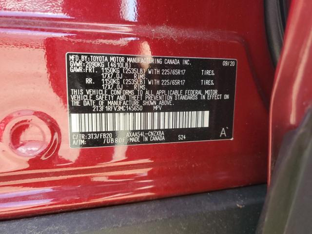 2T3F1RFV3MC145650 - 2021 TOYOTA RAV4 LE RED photo 13