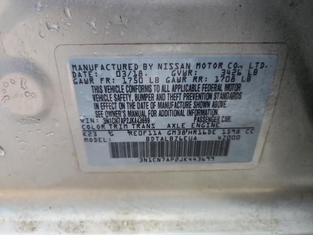 3N1CN7AP2JK443699 - 2018 NISSAN VERSA S Gümüş fotoğraf 13