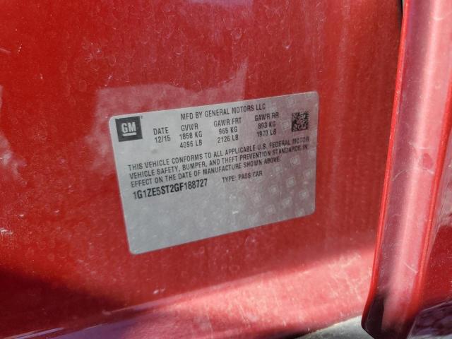 1G1ZE5ST2GF188727 - 2016 CHEVROLET MALIBU LT RED photo 12