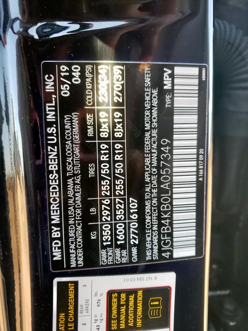 4JGFB4KB0LA057349 - 2020 MERCEDES-BENZ GLE 350 4MATIC BLACK photo 13