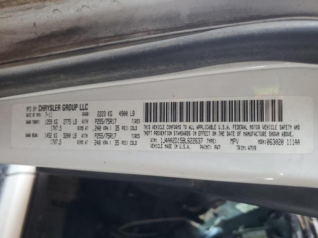 1J4AA2D15BL622637 - 2011 JEEP WRANGLER SPORT WHITE photo 12