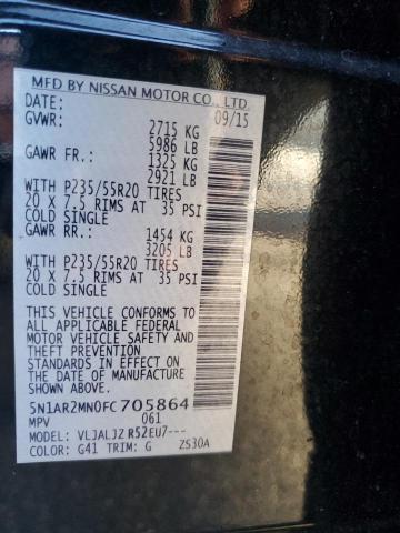 5N1AR2MN0FC705864 - 2015 NISSAN PATHFINDER S BLACK photo 13