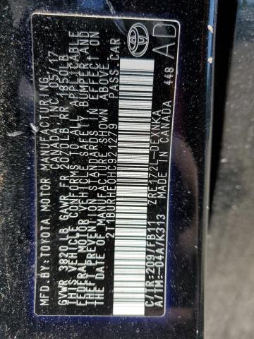 2T1BURHE0HC921279 - 2017 TOYOTA COROLLA L 黑色 照片 12