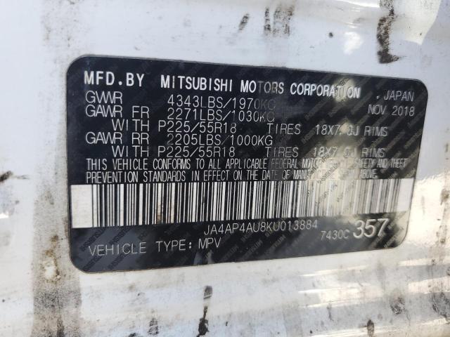 JA4AP4AU8KU013884 - 2019 MITSUBISHI OUTLANDER SE WHITE photo 12