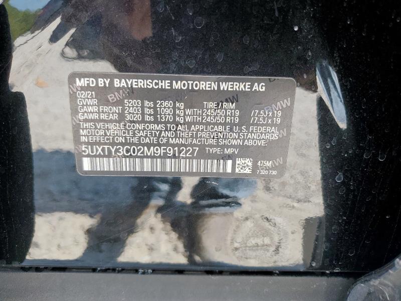 5UXTY3C02M9F91227 - 2021 BMW X3 SDRIVE30I Черный фото 13