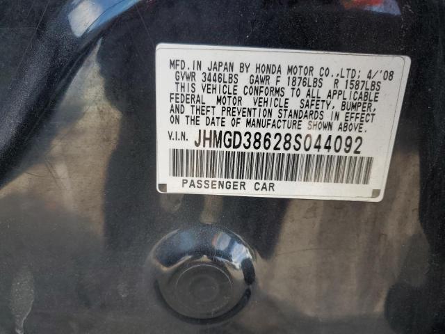 JHMGD38628S044092 - 2008 HONDA FIT SPORT Қара фото 12