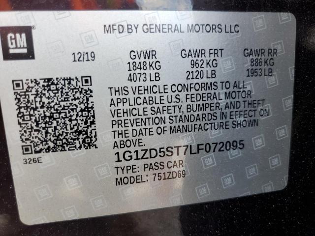 1G1ZD5ST7LF072095 - 2020 CHEVROLET MALIBU LT Շագանակագույն լուսանկար 13