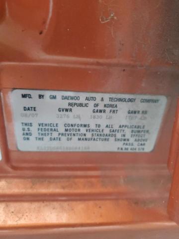 KL1TD66618B084188 - 2008 CHEVROLET AVEO BASE Orange Foto 12