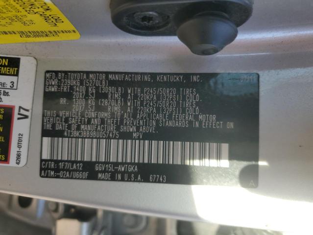 4T3BK3BB9BU057475 - 2011 TOYOTA VENZA SILVER photo 13