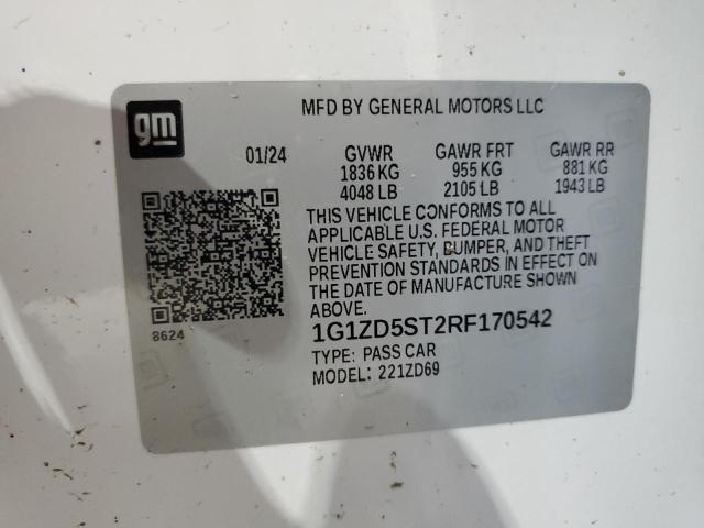 1G1ZD5ST2RF170542 - 2024 CHEVROLET MALIBU LT WHITE photo 12