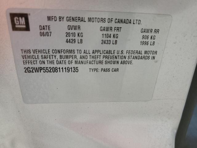 2G2WP552081119135 - 2008 PONTIAC GRAND PRIX 银色 照片 12