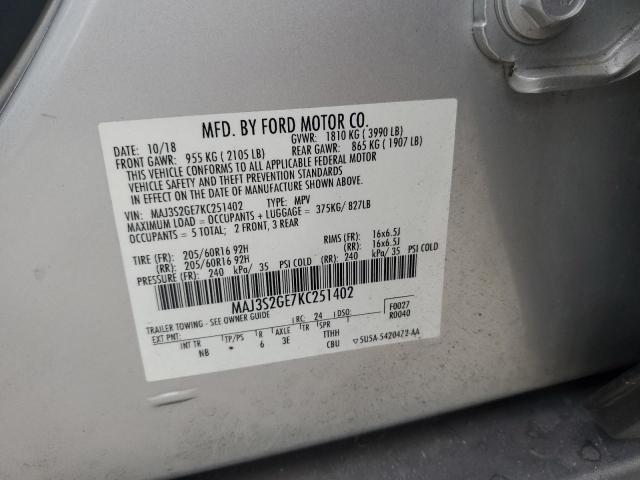 MAJ3S2GE7KC251402 - 2019 FORD ECOSPORT SE Сріблястий фото 13