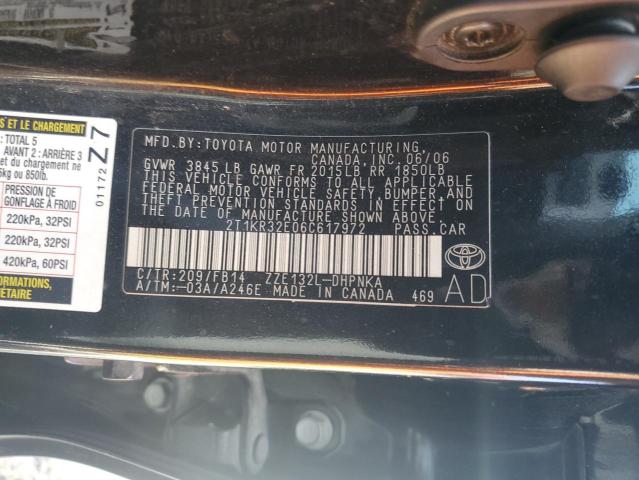 2T1KR32E06C617972 - 2006 TOYOTA COROLLA MA XR BLACK photo 13