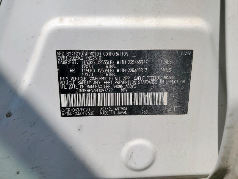 JTMWFREV6HD097372 - 2017 TOYOTA RAV4 XLE Weiß Foto 13