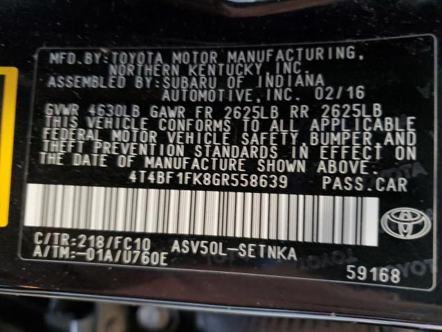 4T4BF1FK8GR558639 - 2016 TOYOTA CAMRY LE BLACK photo 13