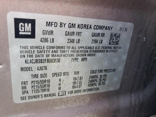 KL4CJBSB2FB083930 - 2015 BUICK ENCORE CONVENIENCE 灰色 照片 13