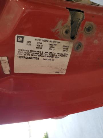 1G2WP12K42F221616 - 2002 PONTIAC GRAND PRIX GT RED photo 13
