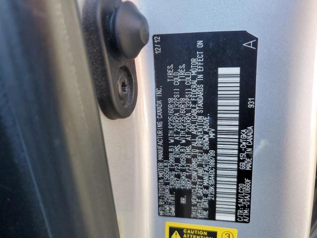 2T2BK1BA4DC188799 - 2013 LEXUS RX 350 BASE Արծաթագույն լուսանկար 14