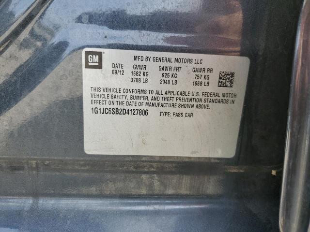 1G1JC6SB2D4127806 - 2013 CHEVROLET SONIC LT Մոխրագույն լուսանկար 12