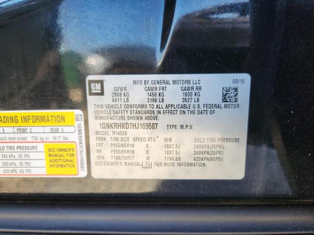 1GNKRHKD7HJ169507 - 2017 CHEV TRAVERSE LT BLACK photo 13