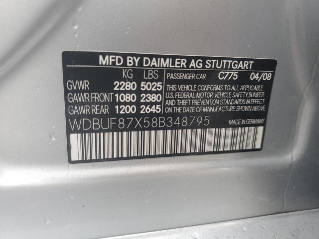 WDBUF87X58B348795 - 2008 MERCEDES-BENZ E 350 4MATIC SILVER photo 12