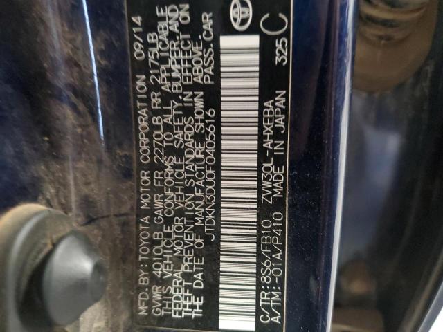 JTDKN3DU0F0405616 - 2015 TOYOTA PRIUS BLUE photo 12