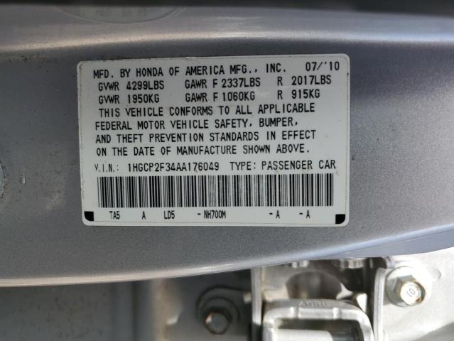 1HGCP2F34AA176049 - 2010 HONDA ACCORD LX SILVER photo 13
