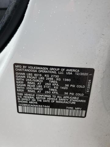 1V2BR2CA0MC557444 - 2021 VOLKSWAGEN ATLAS SEL WHITE photo 13