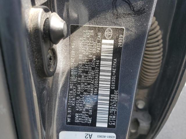 4T1BK3DB0AU367146 - 2010 TOYOTA AVALON XL GRAY photo 12